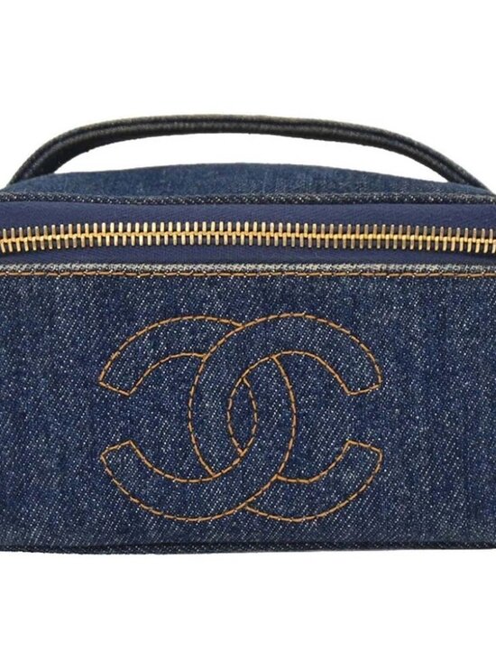 CHANEL Handbags - Chanel Blue Denim Vanity Handbag